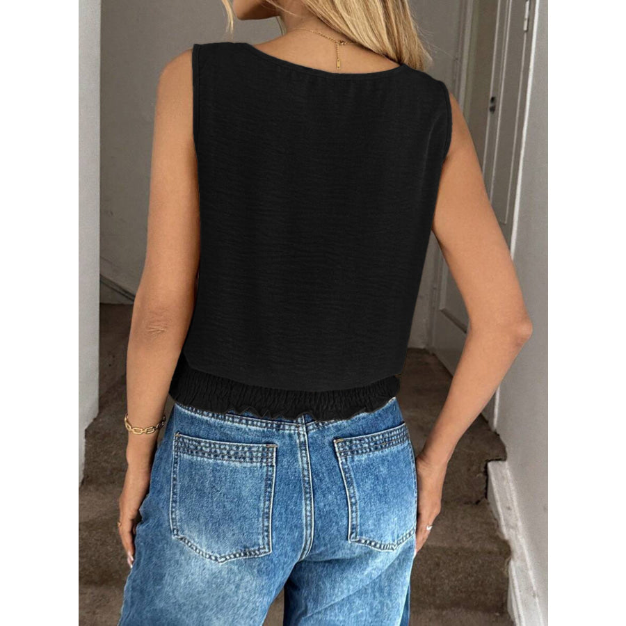 Smocked Waist Round Neck Tank Apparel and Accessories