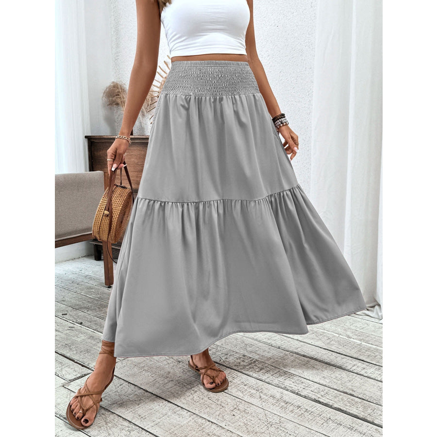 Smocked Waist Tiered Skirt Apparel and Accessories