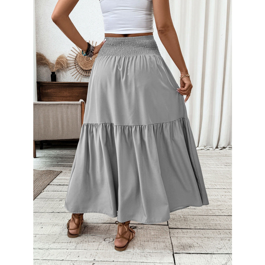 Smocked Waist Tiered Skirt Apparel and Accessories