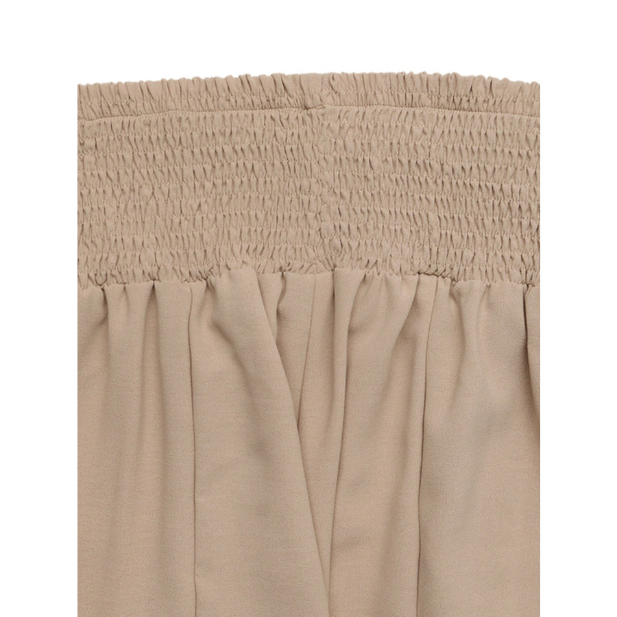 Smocked Waist Wide Leg Pants Apparel and Accessories