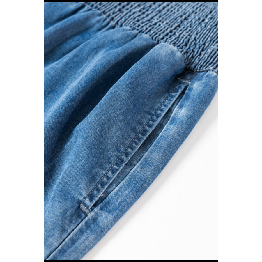 Smocked Wide Leg Jeans Apparel and Accessories