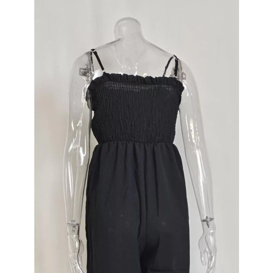 Smocked Wide Leg Jumpsuit Apparel and Accessories