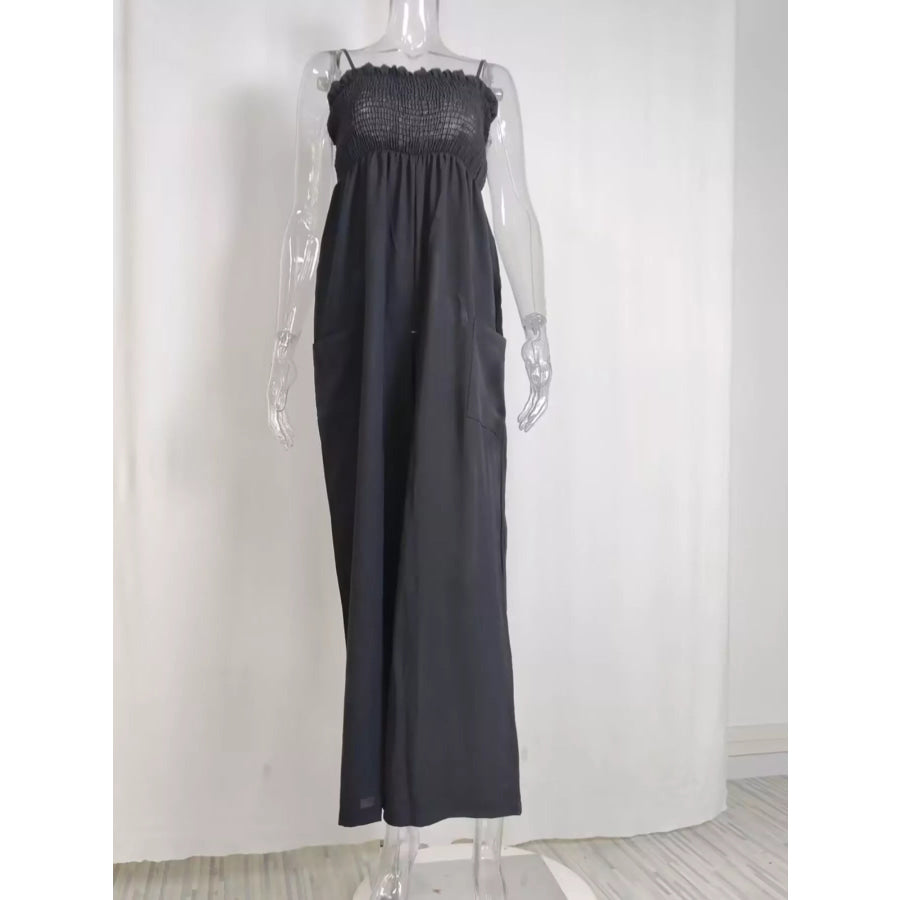 Smocked Wide Leg Jumpsuit Apparel and Accessories