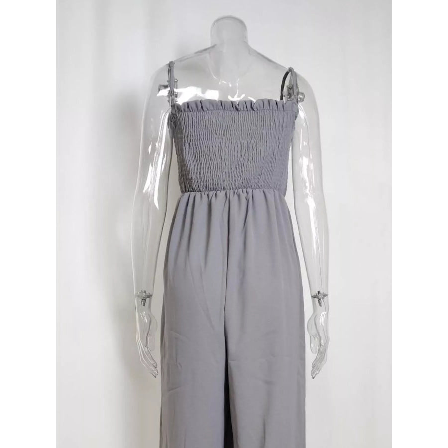 Smocked Wide Leg Jumpsuit Apparel and Accessories