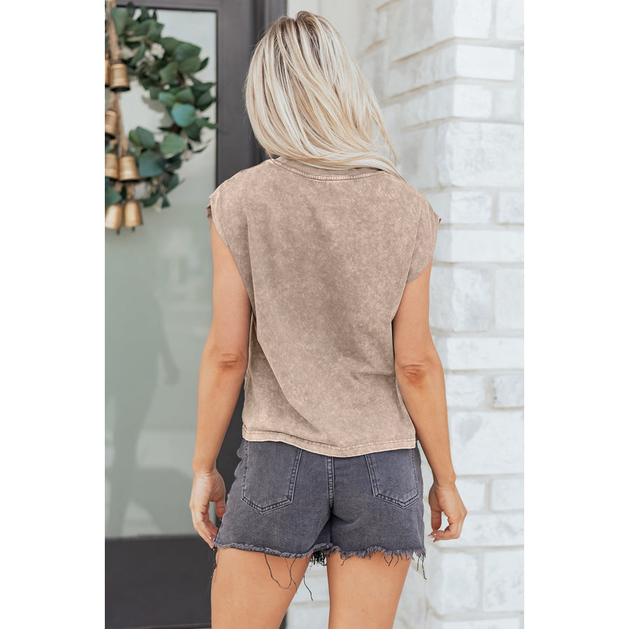 Smoke Gray Cowboy & Beer Western Graphic Mineral Wash Tank Top Tops/Tank Tops
