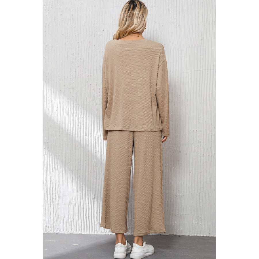 Smoke Gray Loose Textured Pullover and Pants Outfit Loungewear & Sleepwear/Loungewear