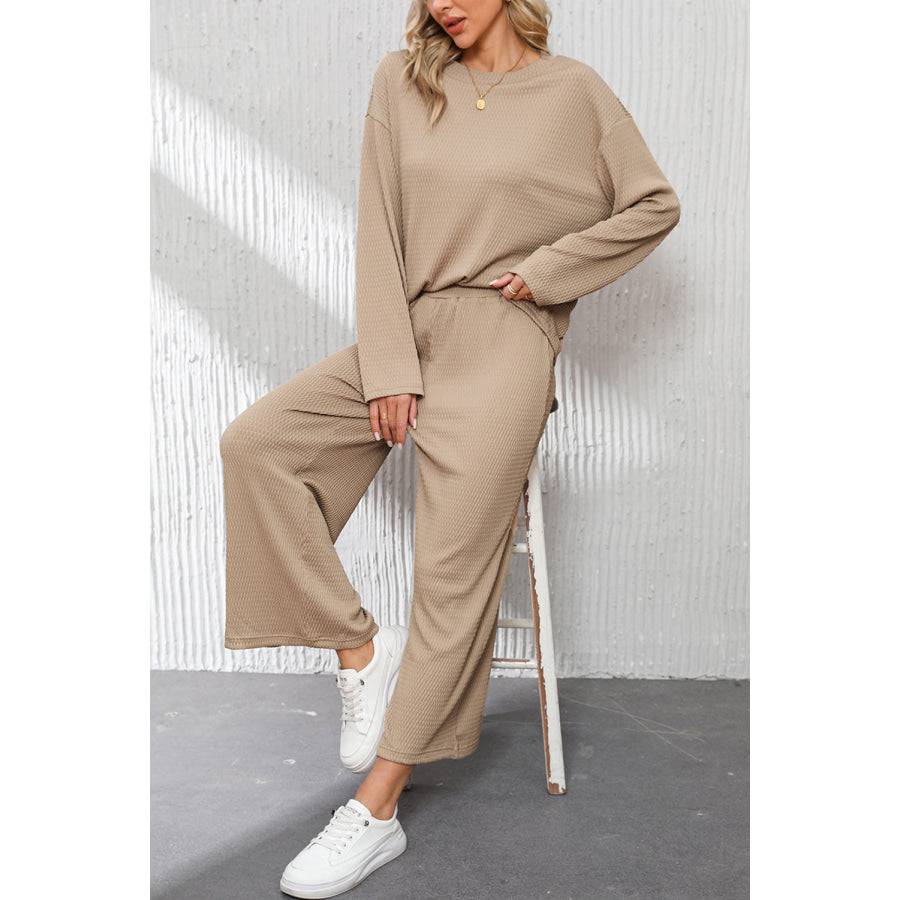 Smoke Gray Loose Textured Pullover and Pants Outfit Loungewear & Sleepwear/Loungewear