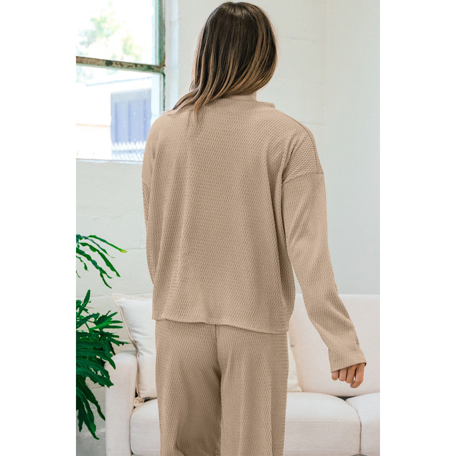 Smoke Gray Loose Textured Pullover and Pants Outfit Loungewear & Sleepwear/Loungewear