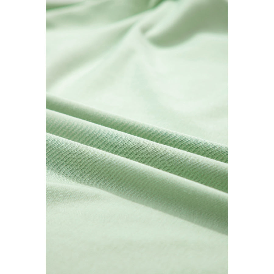 Smoke Green Striped Patchwork V Neck Two Piece Shorts Plus Size Set Size/Plus Loungewear