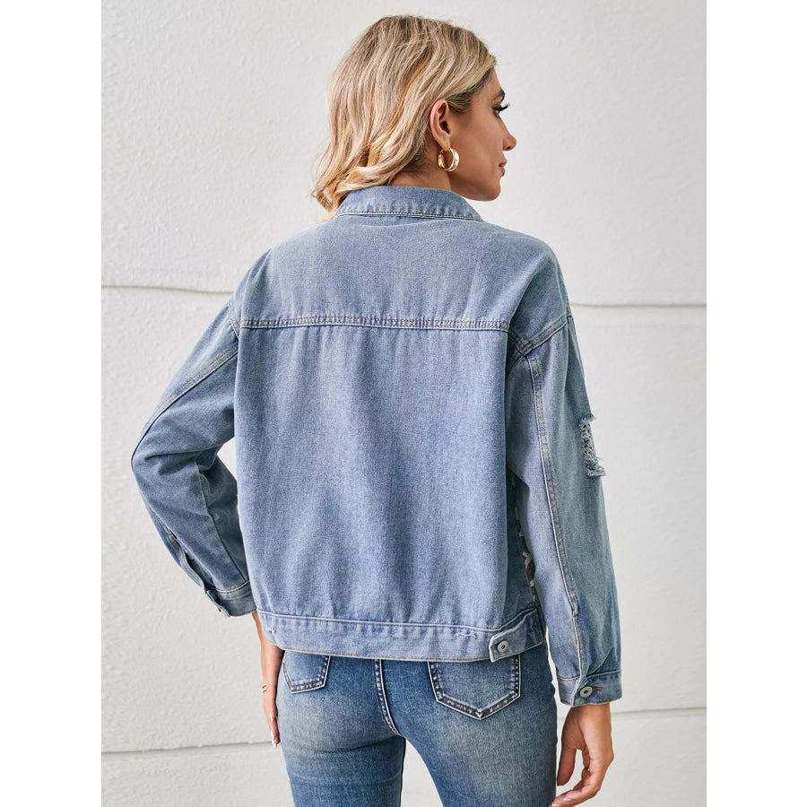 Snake Print Button Up Denim Jacket Apparel and Accessories