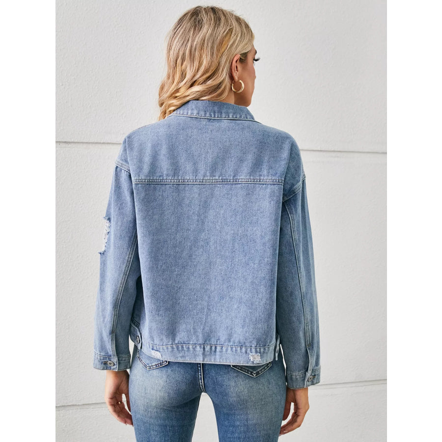 Snake Print Button Up Denim Jacket Leopard Print / S Apparel and Accessories