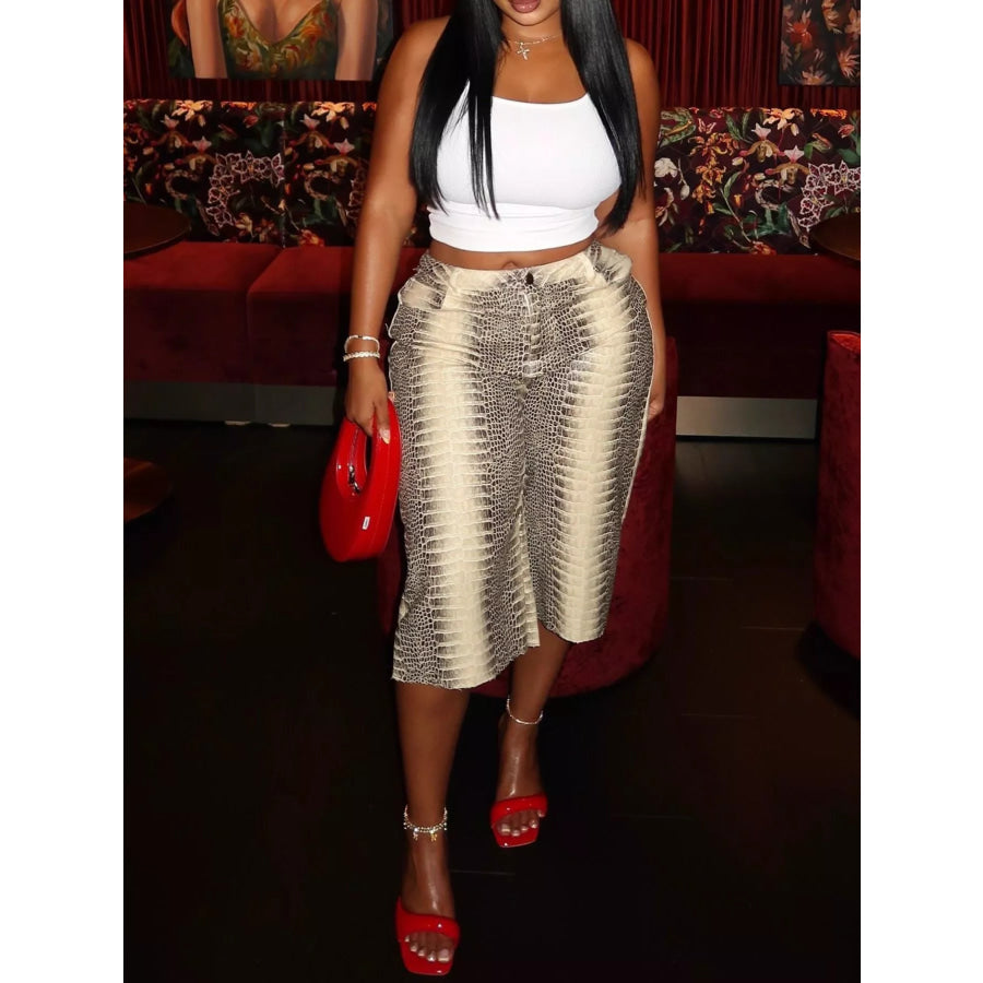 Snake Print High-Waisted Capris Apparel and Accessories