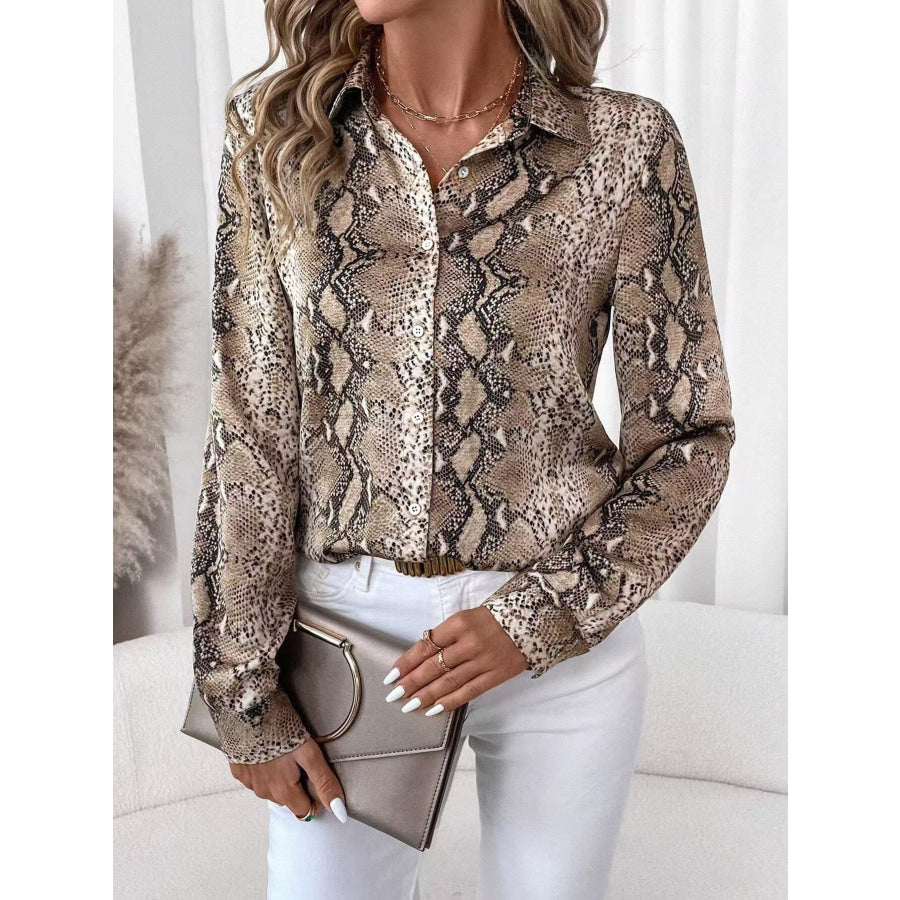 Snake Print Long Sleeve Shirt Apparel and Accessories