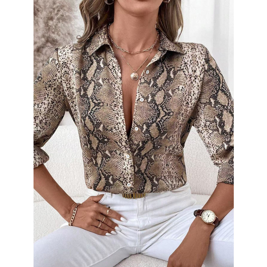 Snake Print Long Sleeve Shirt Apparel and Accessories