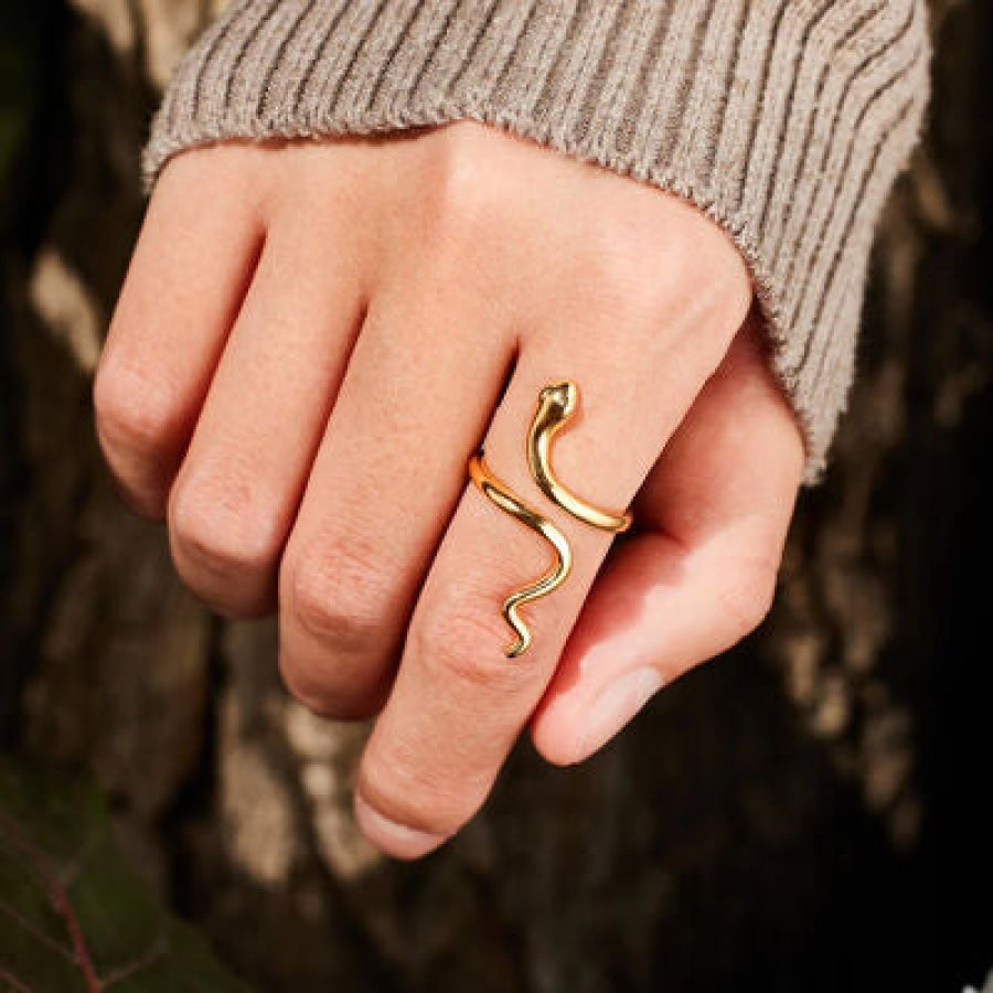 Snake Shape 18K Gold-Plated Bypass Ring Gold / 7 Apparel and Accessories