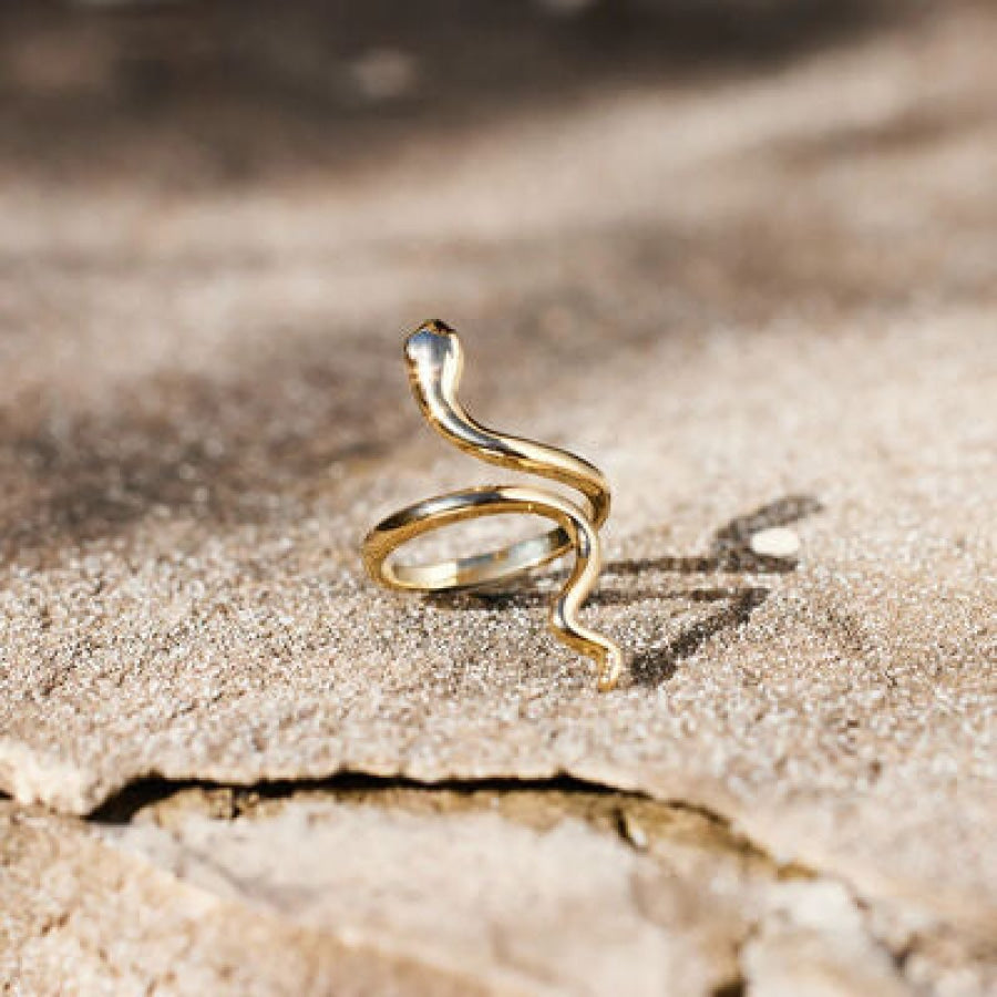 Snake Shape 18K Gold-Plated Bypass Ring Gold / 7 Apparel and Accessories