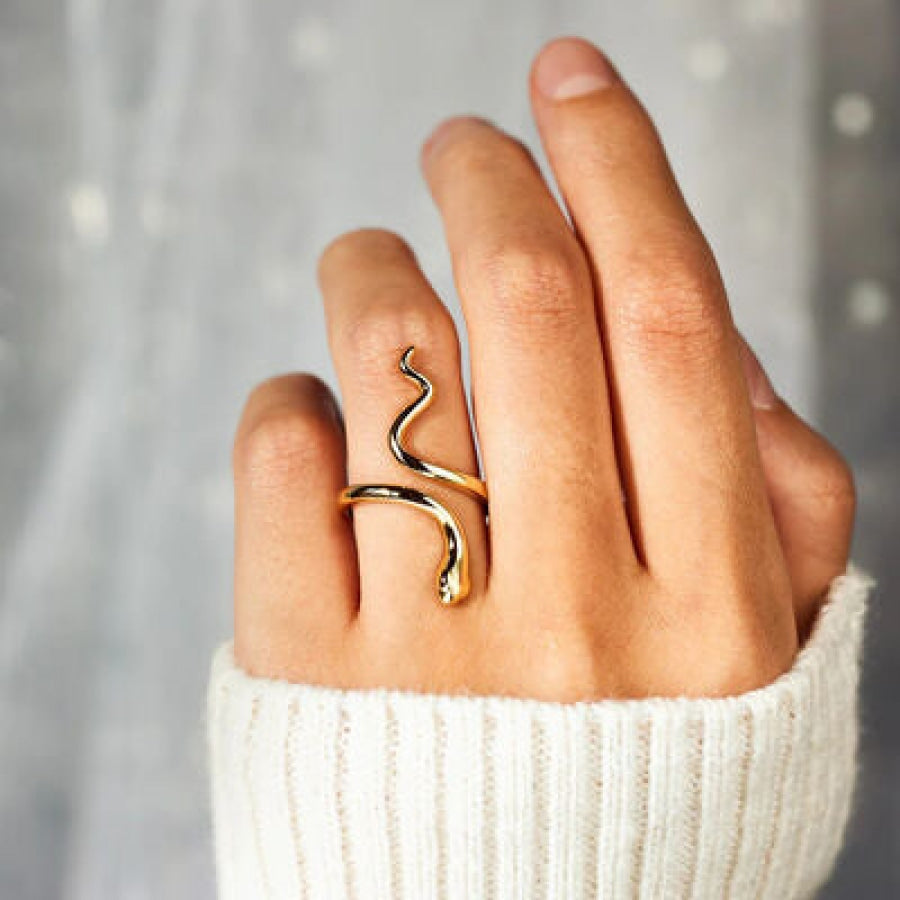 Snake Shape 18K Gold-Plated Bypass Ring Gold / 7 Apparel and Accessories