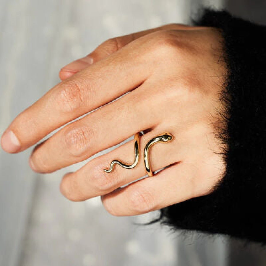 Snake Shape 18K Gold-Plated Bypass Ring Gold / 7 Apparel and Accessories