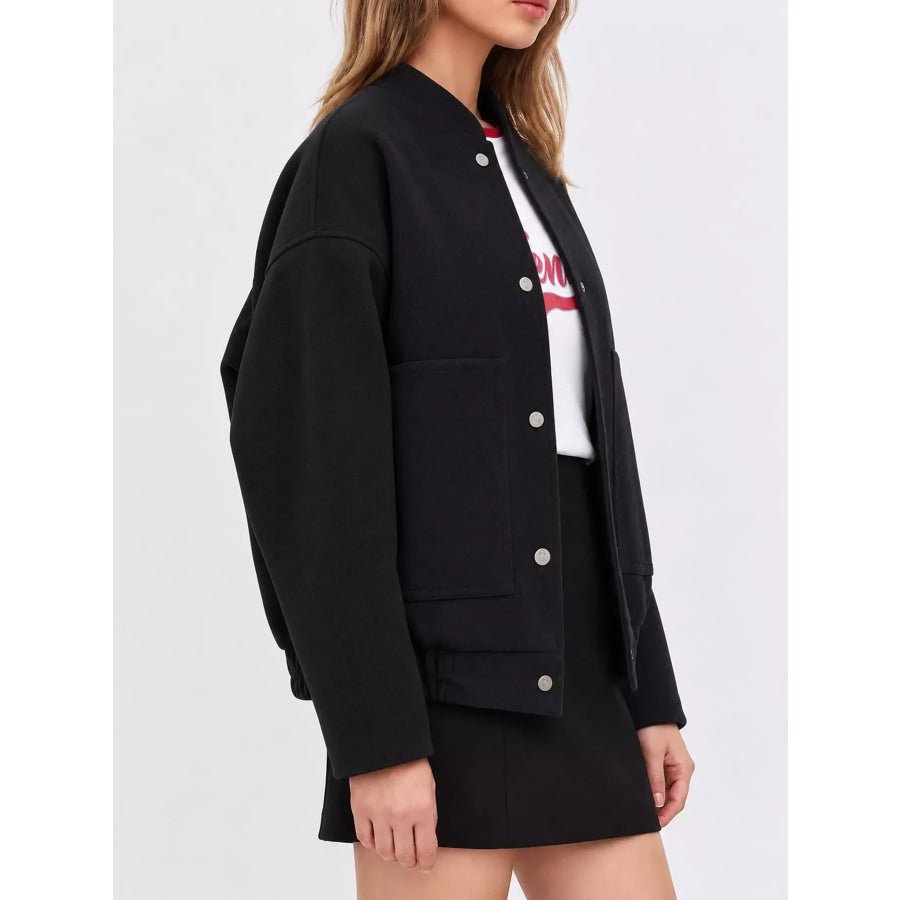 Snap-Button Bomber Jacket Apparel and Accessories
