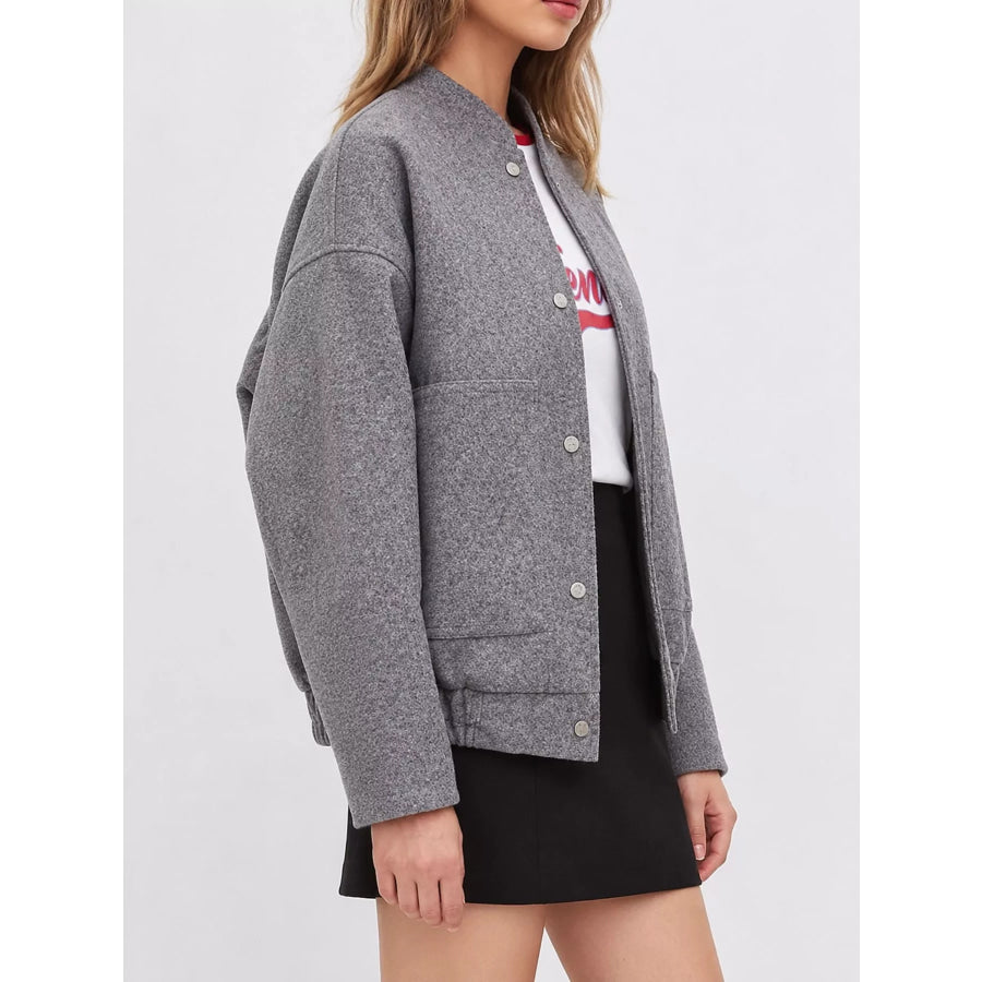 Snap-Button Bomber Jacket Apparel and Accessories