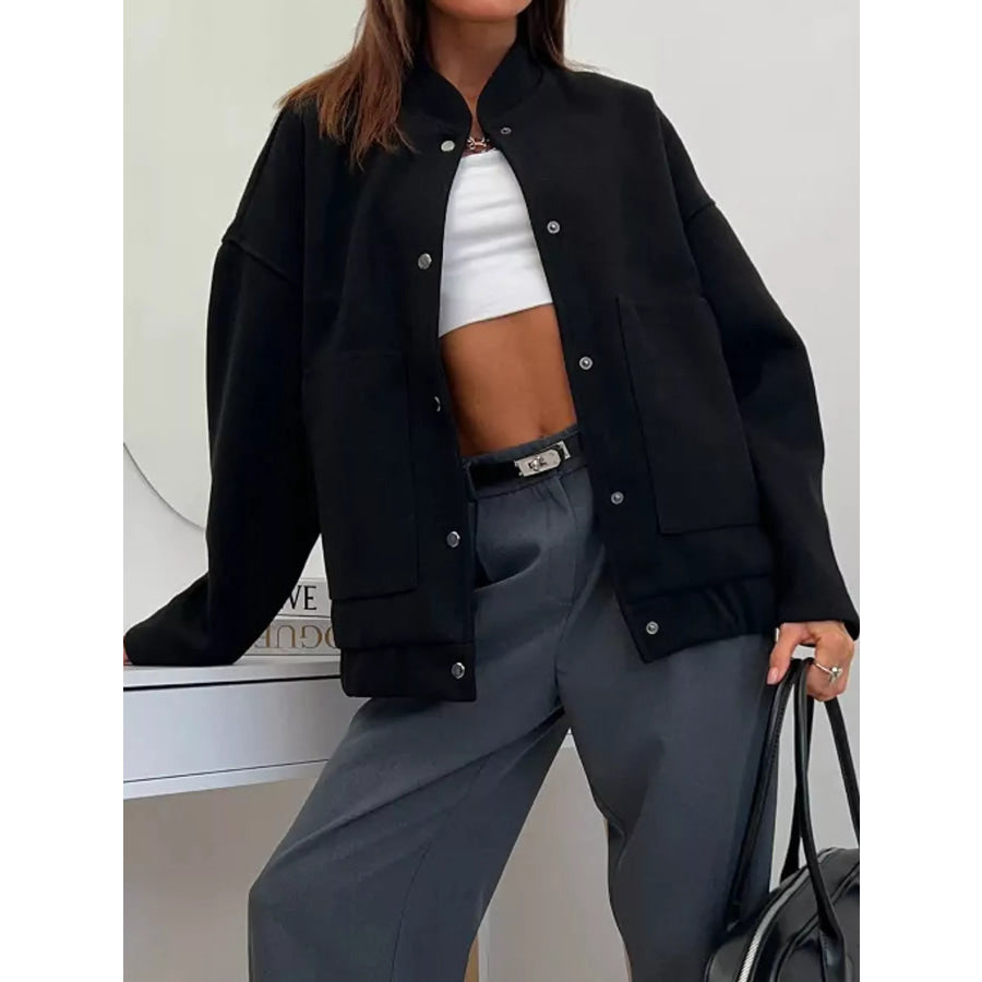 Snap-Button Bomber Jacket Apparel and Accessories