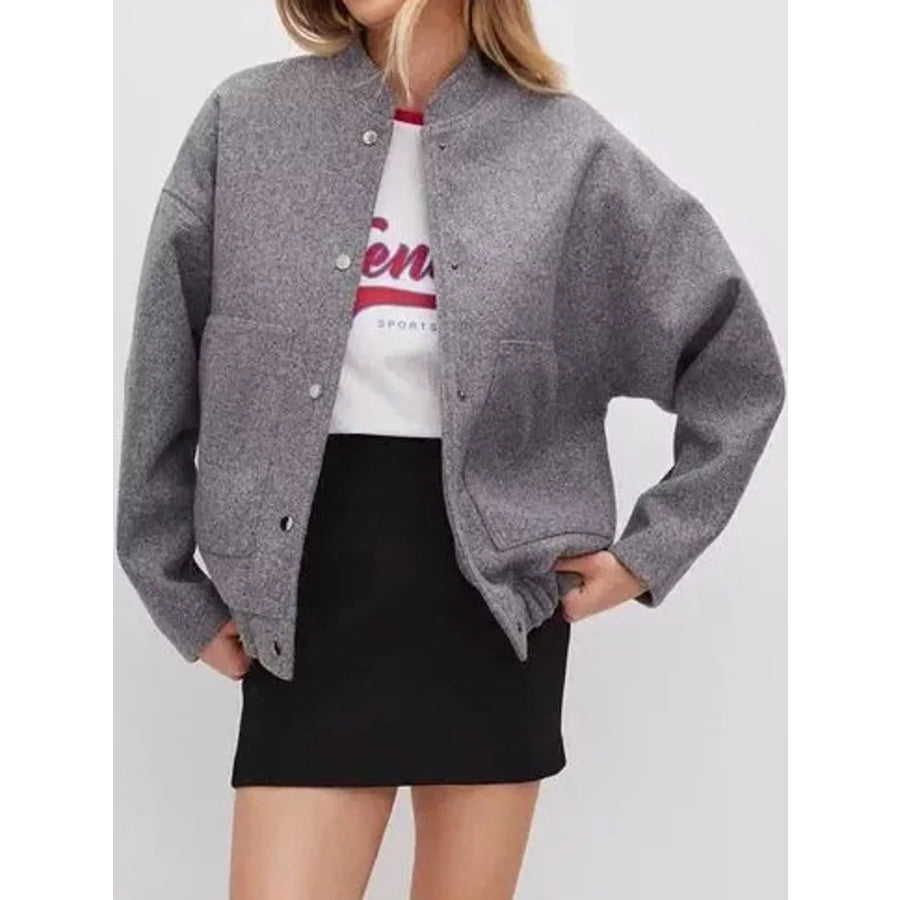 Snap-Button Bomber Jacket Apparel and Accessories