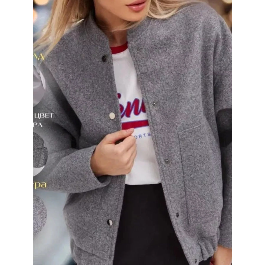 Snap-Button Bomber Jacket Apparel and Accessories