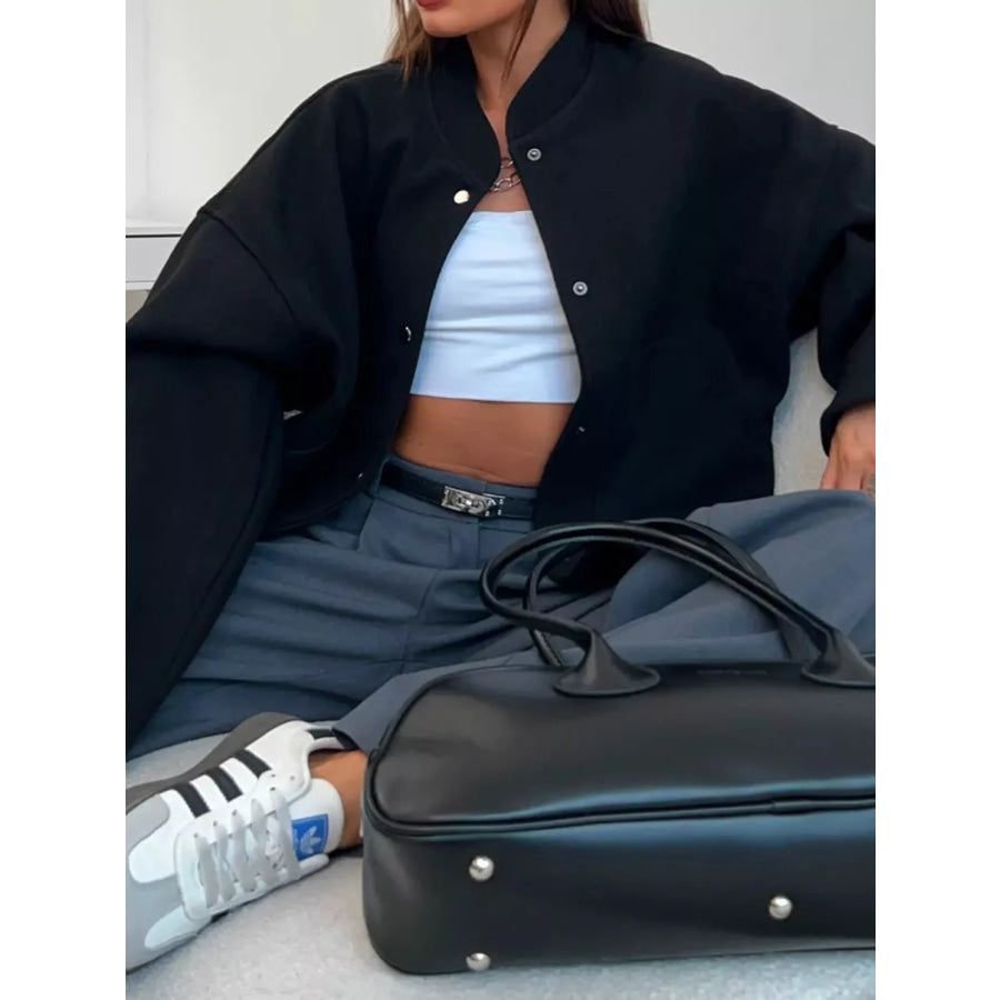 Snap-Button Bomber Jacket Apparel and Accessories