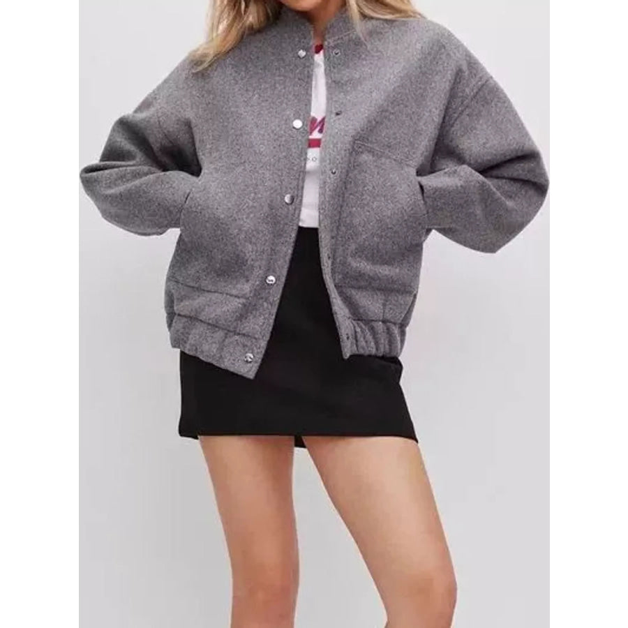 Snap-Button Bomber Jacket Apparel and Accessories