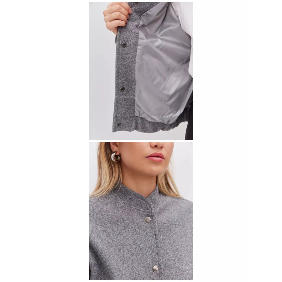 Snap-Button Bomber Jacket Apparel and Accessories