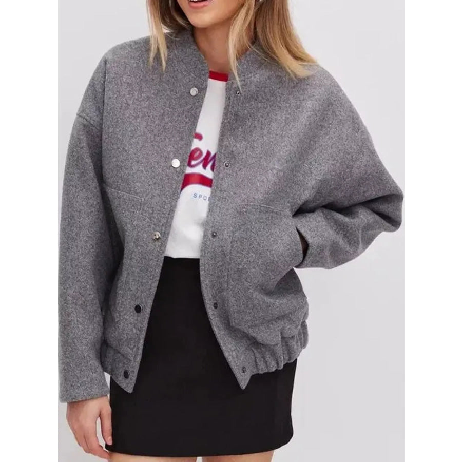 Snap-Button Bomber Jacket Apparel and Accessories