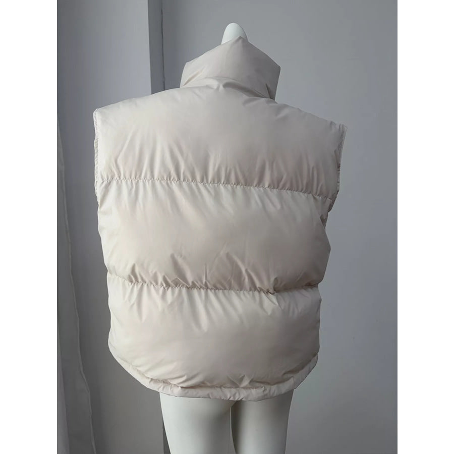 Snap-Button Placket Quilted Puffer Vest Coat Apparel and Accessories