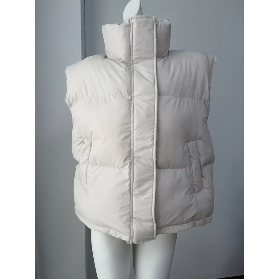Snap-Button Placket Quilted Puffer Vest Coat Apparel and Accessories