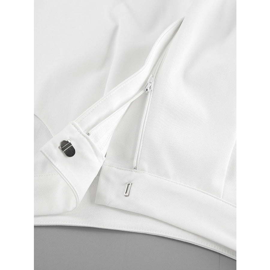 Snap Detail Long Sleeve Top and Shorts Set Apparel Accessories