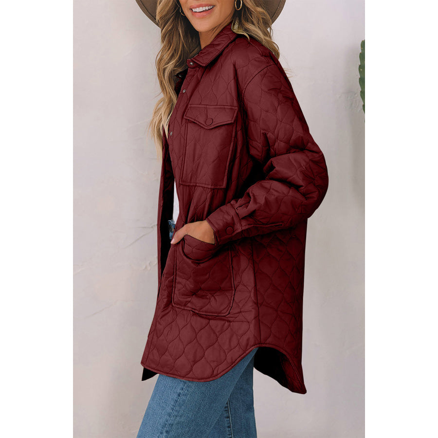 Snap Down Collared Winter Coat Apparel and Accessories