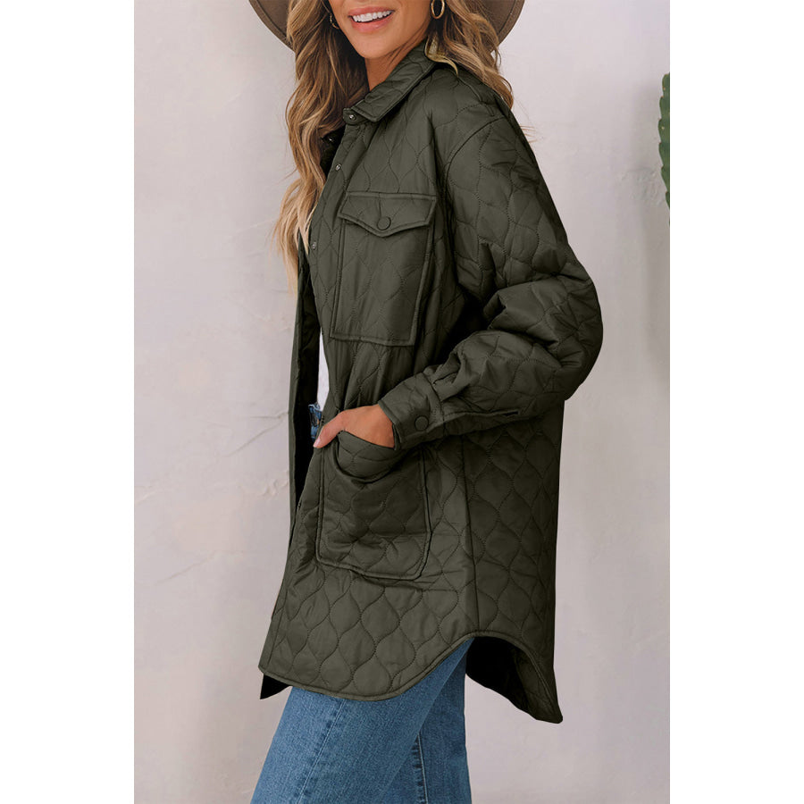 Snap Down Collared Winter Coat Apparel and Accessories