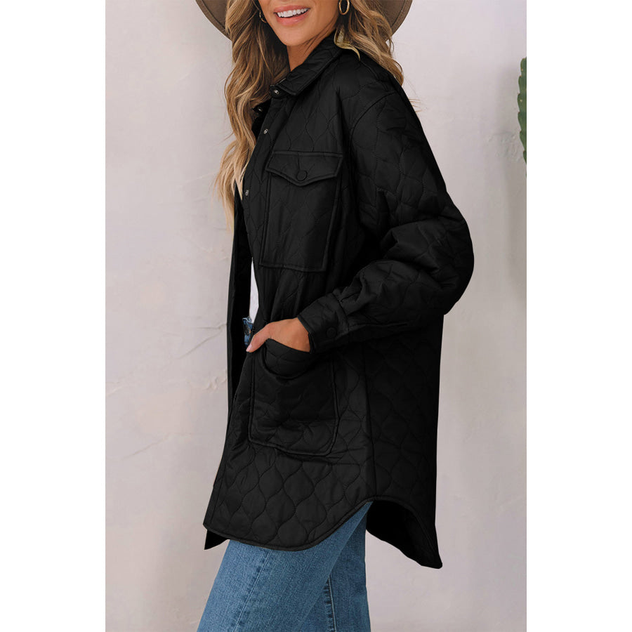 Snap Down Collared Winter Coat Apparel and Accessories