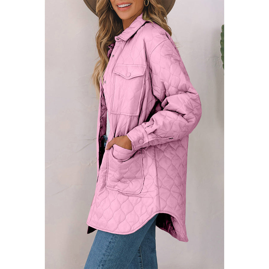 Snap Down Collared Winter Coat Apparel and Accessories