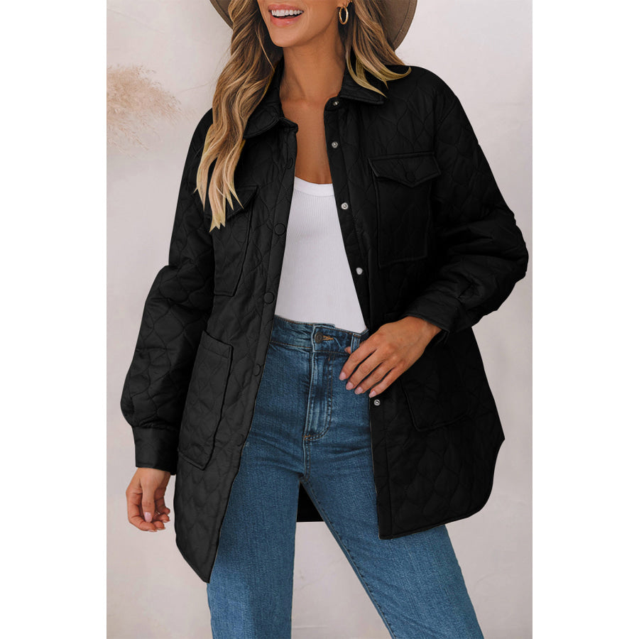 Snap Down Collared Winter Coat Apparel and Accessories