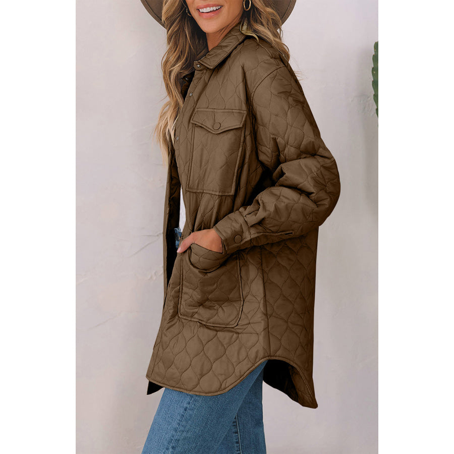 Snap Down Collared Winter Coat Apparel and Accessories