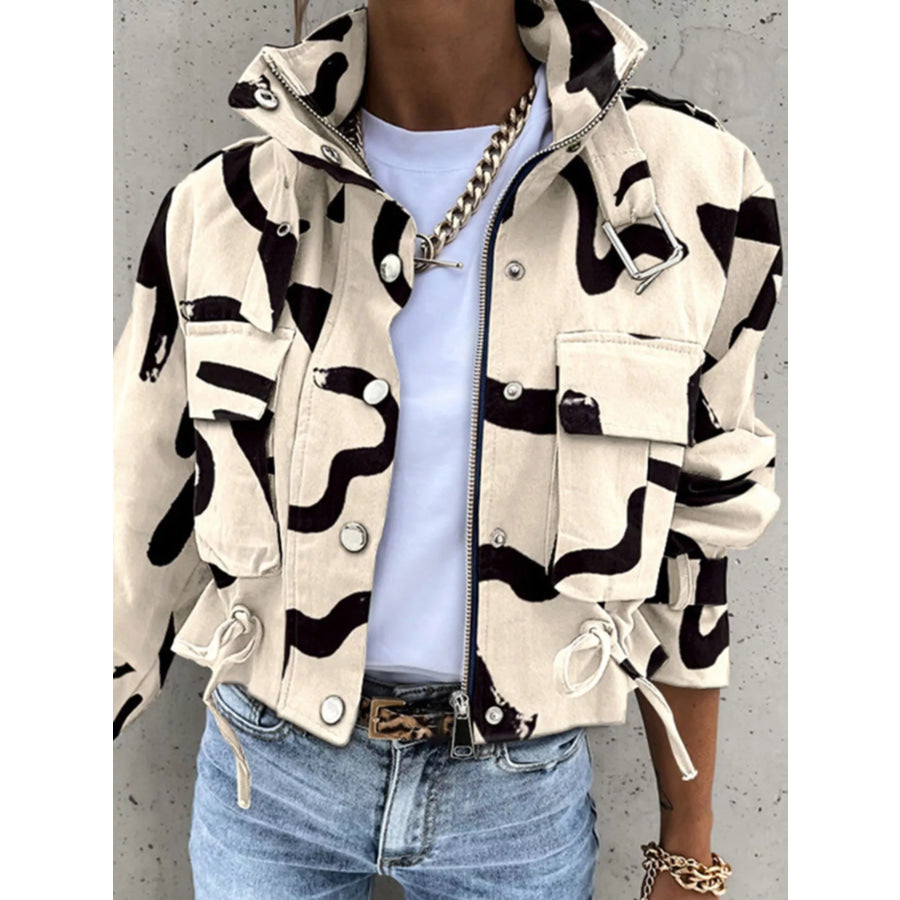 Snap Down Cropped Jacket Cream / S Apparel and Accessories