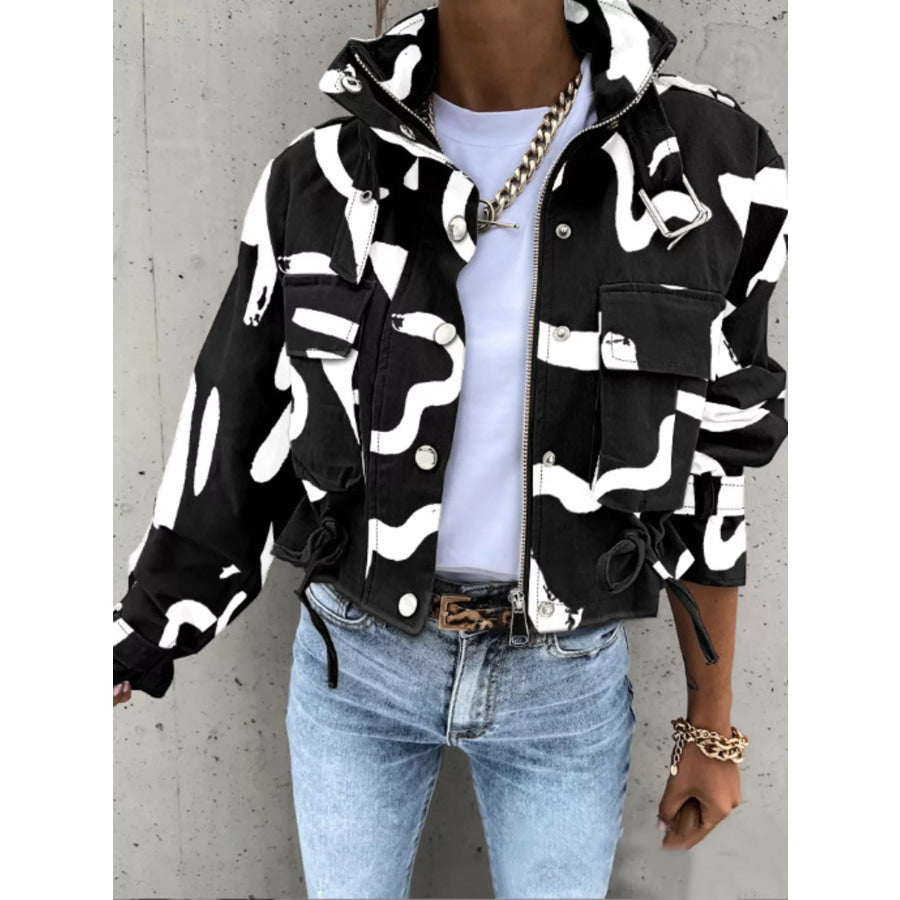 Snap Down Cropped Jacket White / S Apparel and Accessories