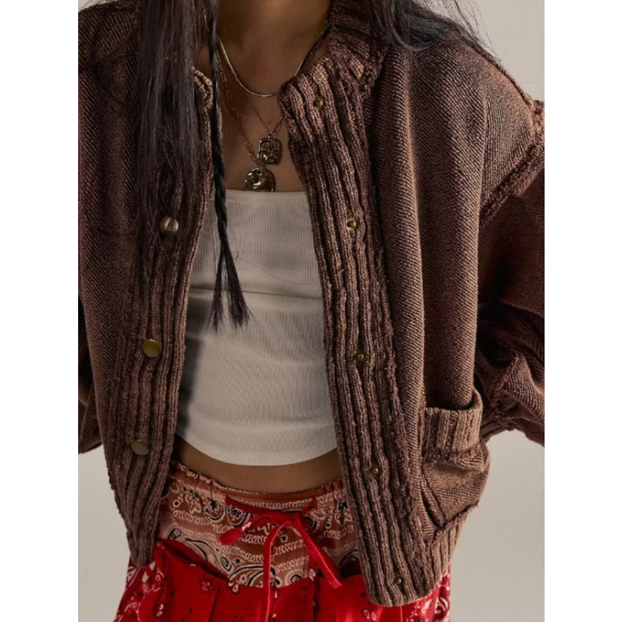 Snap Down Dropped Shoulder Cardigan Apparel and Accessories