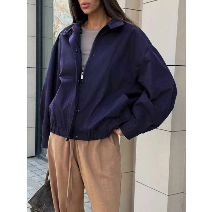 Snap Down Dropped Shoulder Jacket Apparel and Accessories