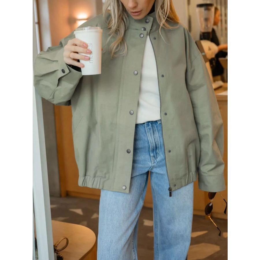 Snap Down Dropped Shoulder Jacket Apparel and Accessories
