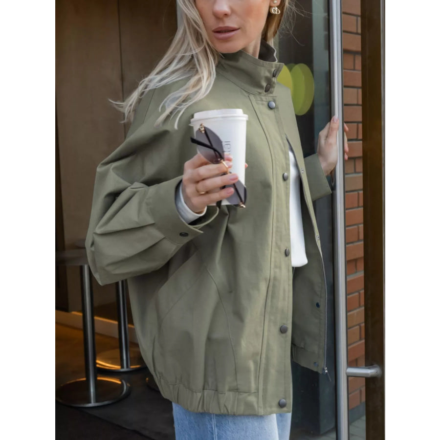 Snap Down Dropped Shoulder Jacket Apparel and Accessories