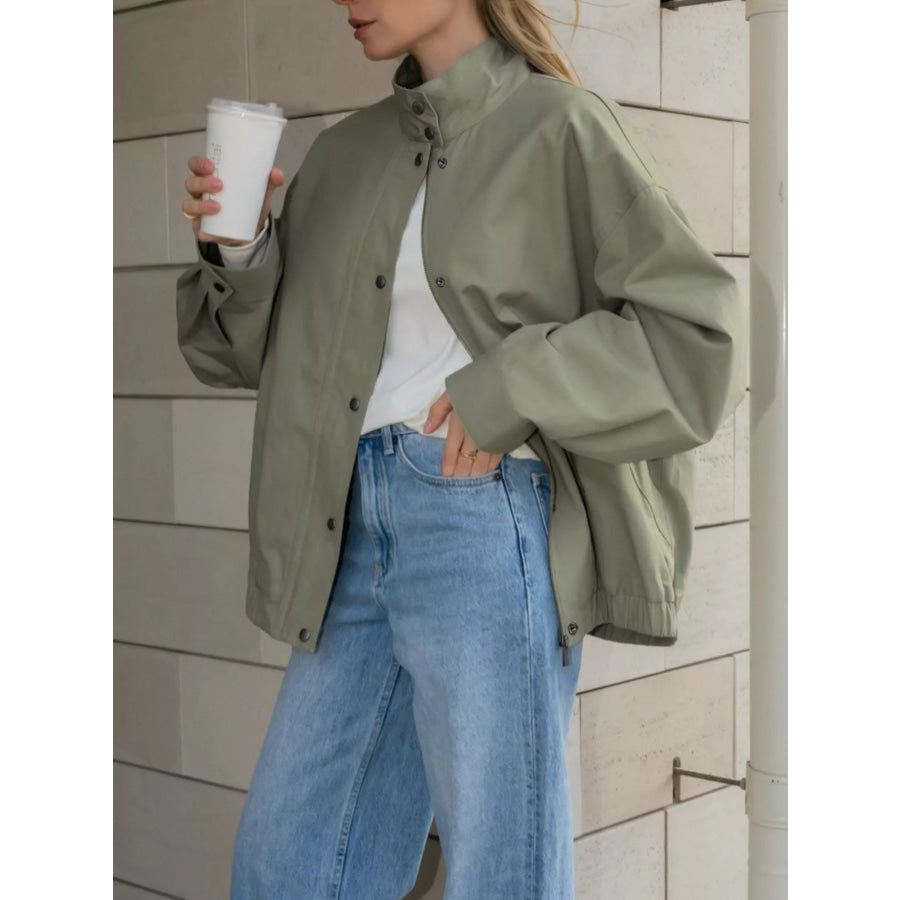 Snap Down Dropped Shoulder Jacket Apparel and Accessories