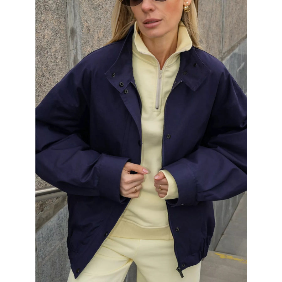 Snap Down Dropped Shoulder Jacket Apparel and Accessories
