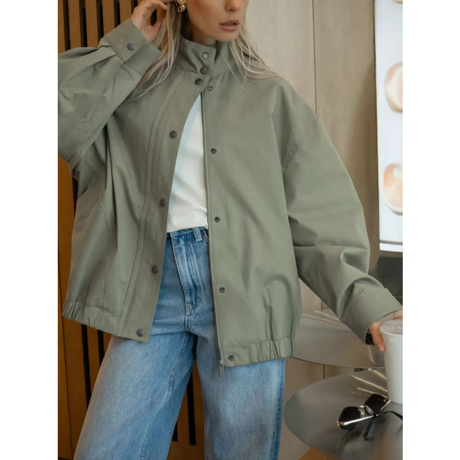 Snap Down Dropped Shoulder Jacket Apparel and Accessories