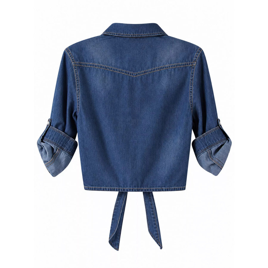 Snap Down Long Sleeve Denim Shirt Apparel and Accessories